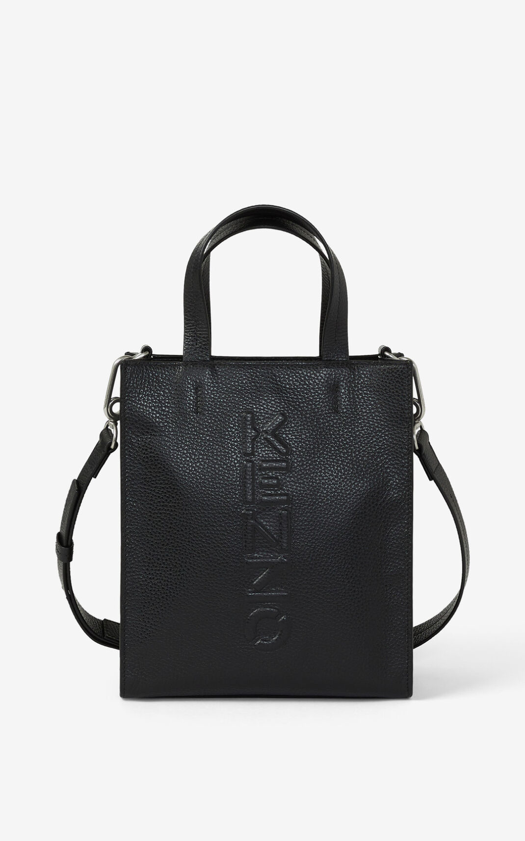 Kenzo Imprint small grained レザー ハンドバッグ メンズ 黒 - BTMNGI619